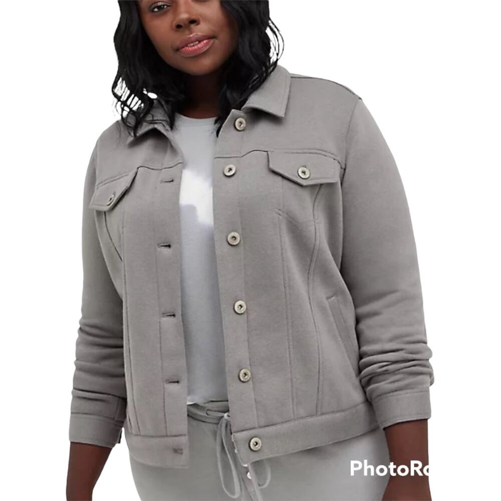 Torrid NWT Trucker Shacket - Fleece Grey Size 4X Collared Button Front Pockets